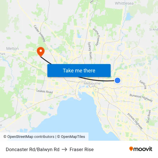 Doncaster Rd/Balwyn Rd to Fraser Rise map