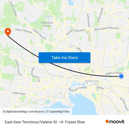 East Kew Terminus/Valerie St to Fraser Rise map