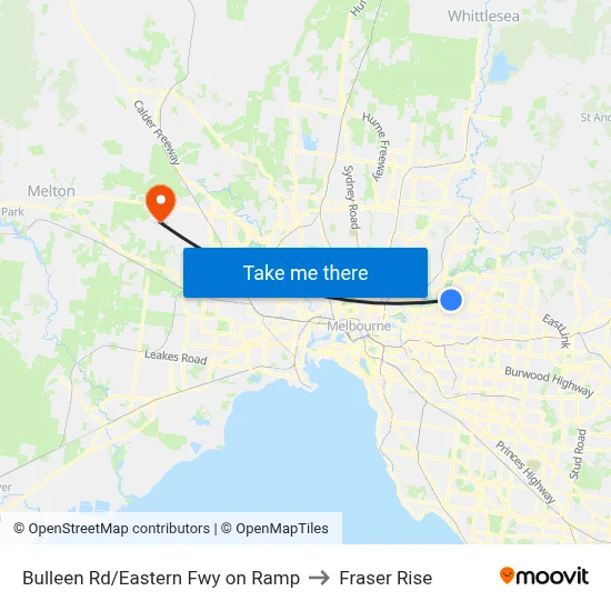 Bulleen Rd/Eastern Fwy on Ramp to Fraser Rise map