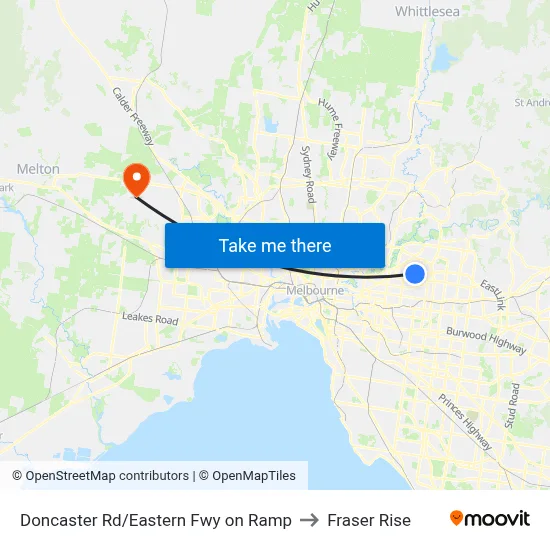 Doncaster Rd/Eastern Fwy on Ramp to Fraser Rise map