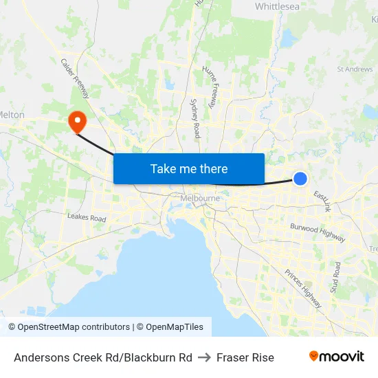 Andersons Creek Rd/Blackburn Rd to Fraser Rise map