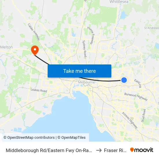 Middleborough Rd/Eastern Fwy On-Ramp to Fraser Rise map