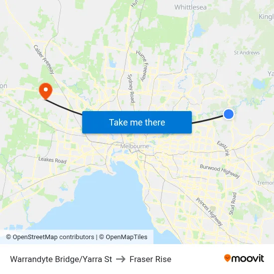 Warrandyte Bridge/Yarra St to Fraser Rise map