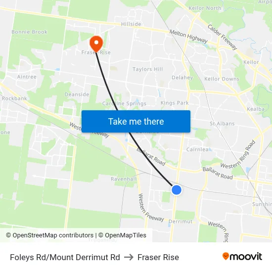 Foleys Rd/Mount Derrimut Rd to Fraser Rise map