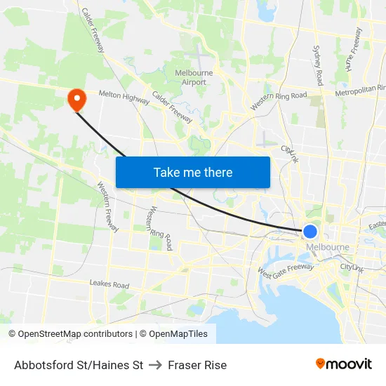 Abbotsford St/Haines St to Fraser Rise map
