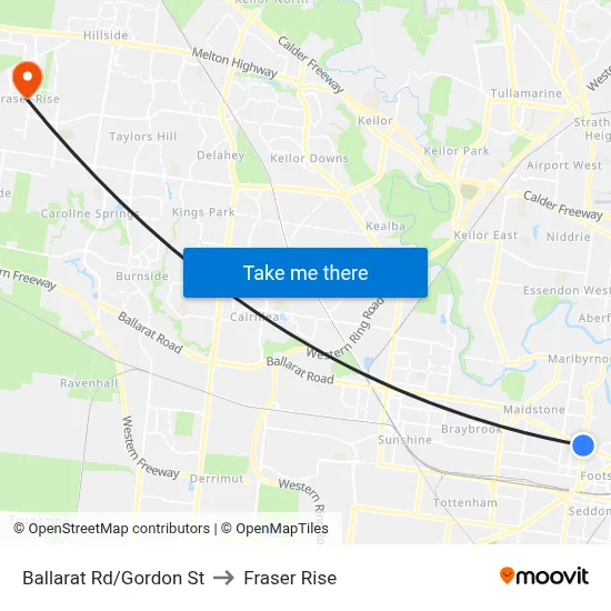 Ballarat Rd/Gordon St to Fraser Rise map