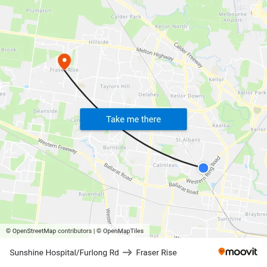 Sunshine Hospital/Furlong Rd to Fraser Rise map