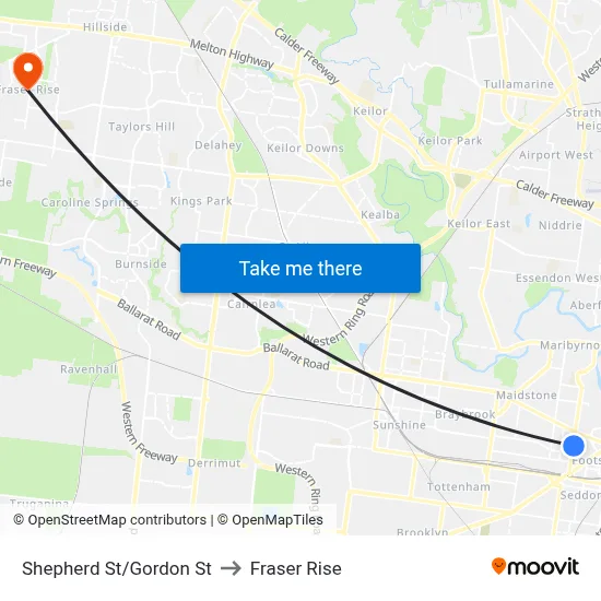 Shepherd St/Gordon St to Fraser Rise map