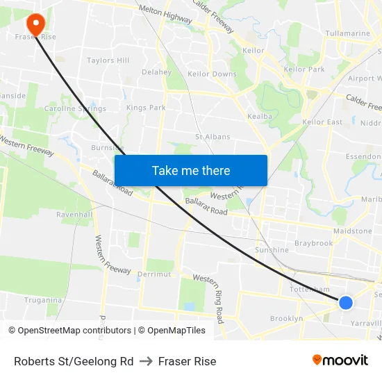 Roberts St/Geelong Rd to Fraser Rise map