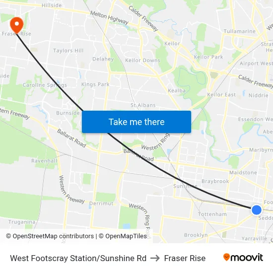 West Footscray Station/Sunshine Rd to Fraser Rise map