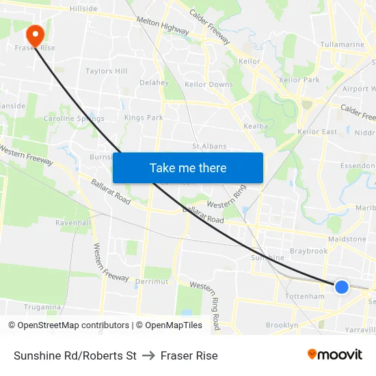 Sunshine Rd/Roberts St to Fraser Rise map