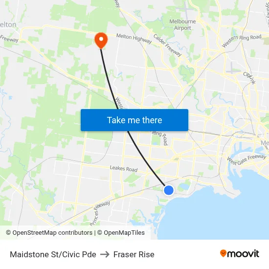 Maidstone St/Civic Pde to Fraser Rise map