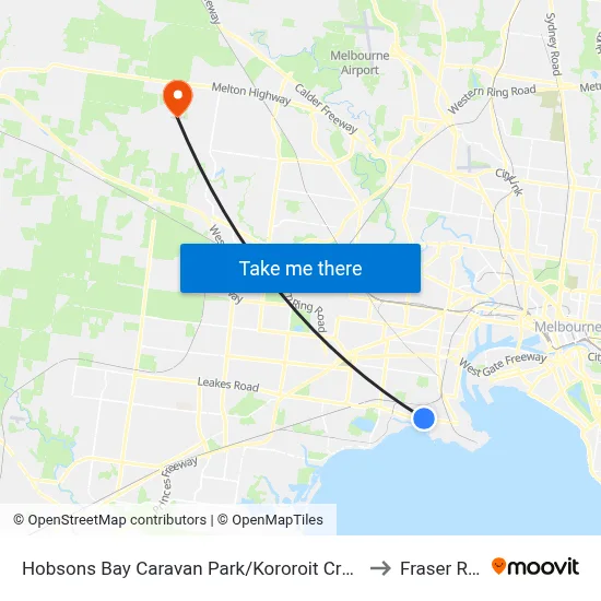 Hobsons Bay Caravan Park/Kororoit Creek Rd to Fraser Rise map