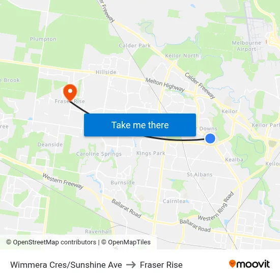 Wimmera Cres/Sunshine Ave to Fraser Rise map