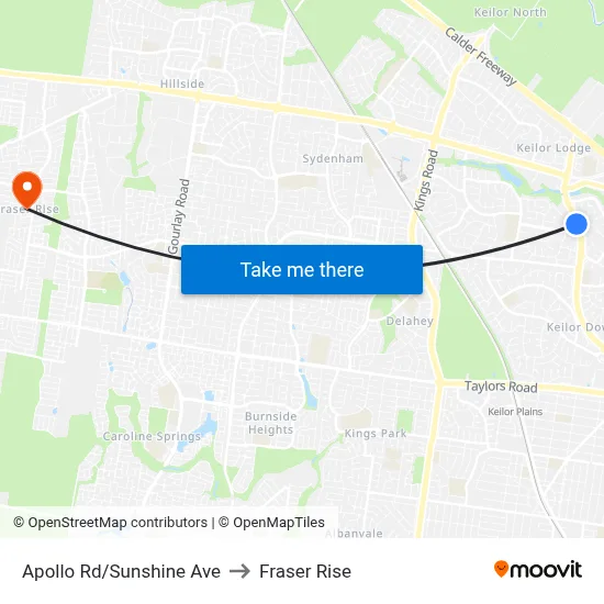 Apollo Rd/Sunshine Ave to Fraser Rise map