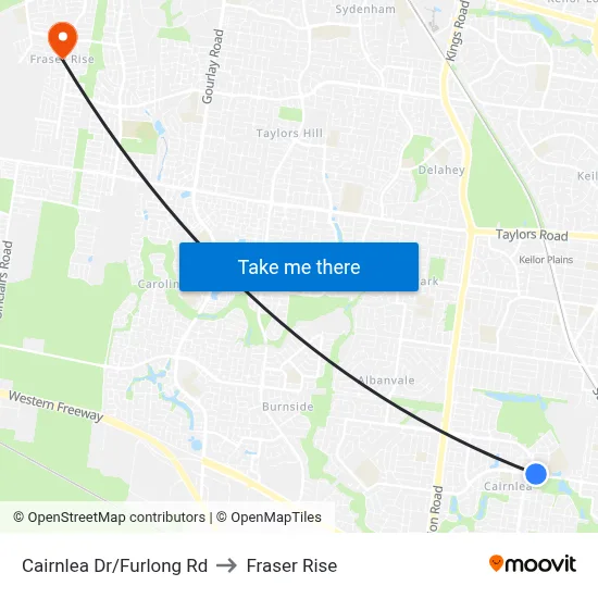 Cairnlea Dr/Furlong Rd to Fraser Rise map