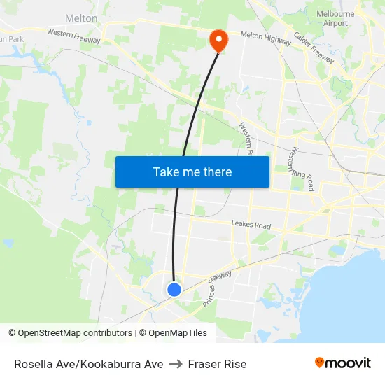 Rosella Ave/Kookaburra Ave to Fraser Rise map