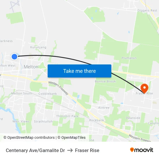 Centenary Ave/Gamalite Dr to Fraser Rise map