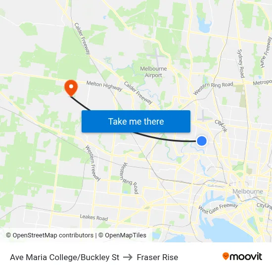 Ave Maria College/Buckley St to Fraser Rise map