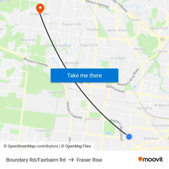 Boundary Rd/Fairbairn Rd to Fraser Rise map