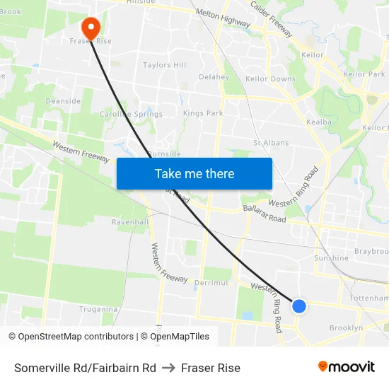 Somerville Rd/Fairbairn Rd to Fraser Rise map
