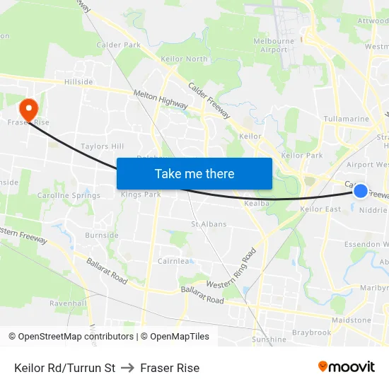 Keilor Rd/Turrun St to Fraser Rise map