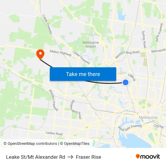 Leake St/Mt Alexander Rd to Fraser Rise map