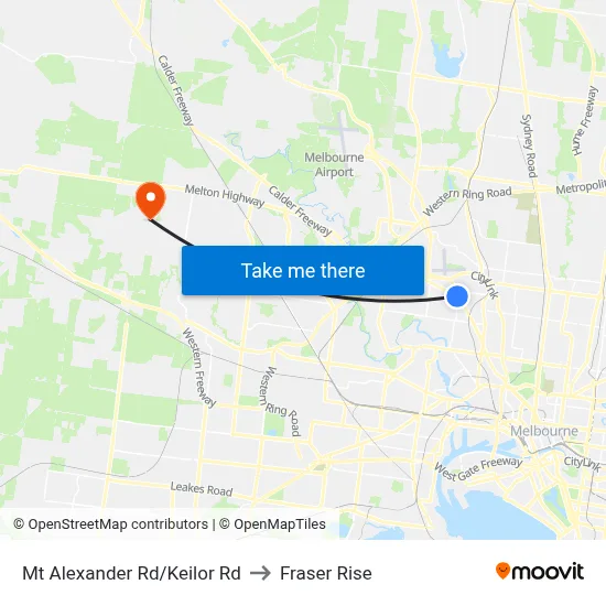 Mt Alexander Rd/Keilor Rd to Fraser Rise map