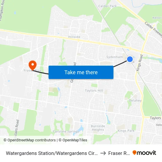 Watergardens Station/Watergardens Circuit Rd to Fraser Rise map