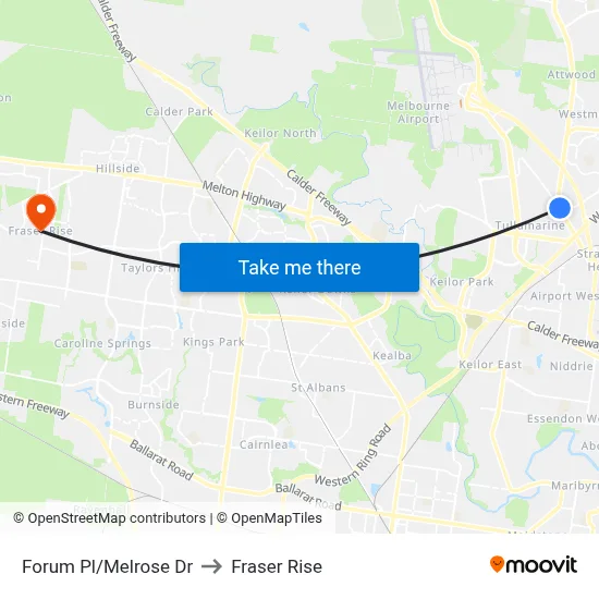 Forum Pl/Melrose Dr to Fraser Rise map