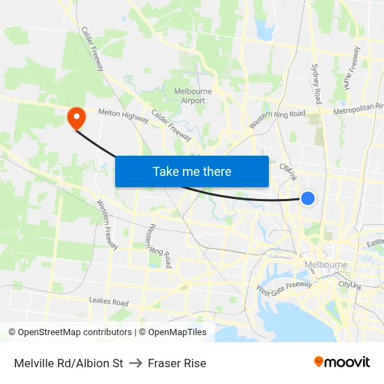 Melville Rd/Albion St to Fraser Rise map