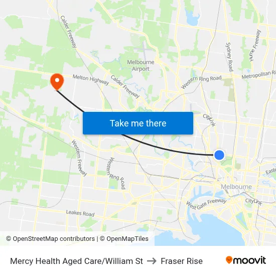 Mercy Health Aged Care/William St to Fraser Rise map