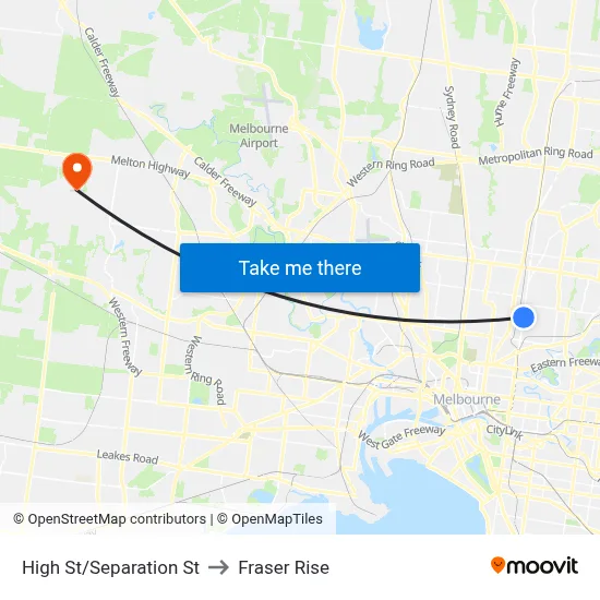 High St/Separation St to Fraser Rise map