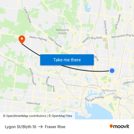 Lygon St/Blyth St to Fraser Rise map