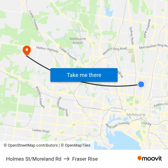 Holmes St/Moreland Rd to Fraser Rise map