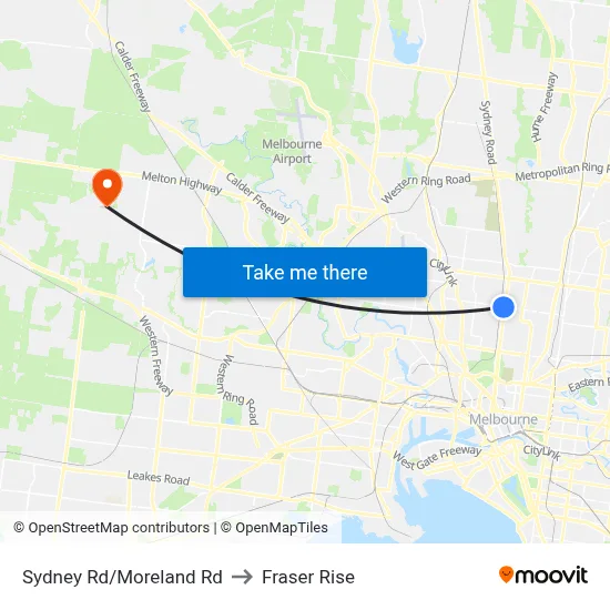 Sydney Rd/Moreland Rd to Fraser Rise map