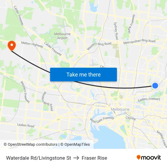 Waterdale Rd/Livingstone St to Fraser Rise map