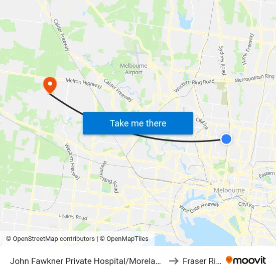 John Fawkner Private Hospital/Moreland Rd to Fraser Rise map