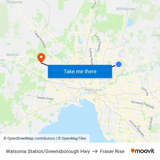 Watsonia Station/Greensborough Hwy to Fraser Rise map