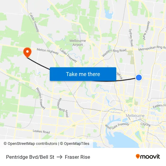 Pentridge Bvd/Bell St to Fraser Rise map
