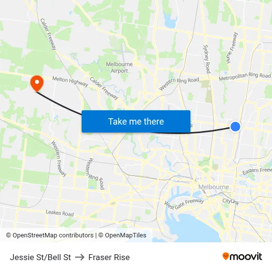 Jessie St/Bell St to Fraser Rise map