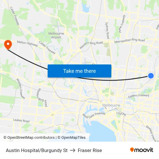 Austin Hospital/Burgundy St to Fraser Rise map