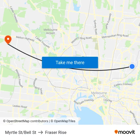 Myrtle St/Bell St to Fraser Rise map