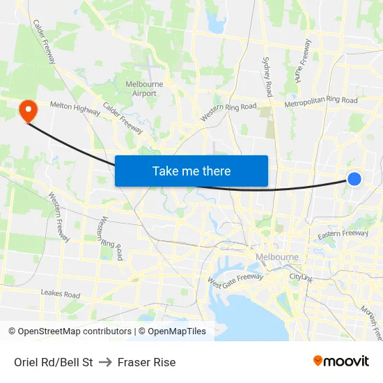 Oriel Rd/Bell St to Fraser Rise map
