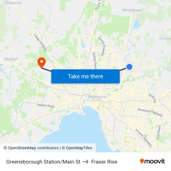 Greensborough Station/Main St to Fraser Rise map
