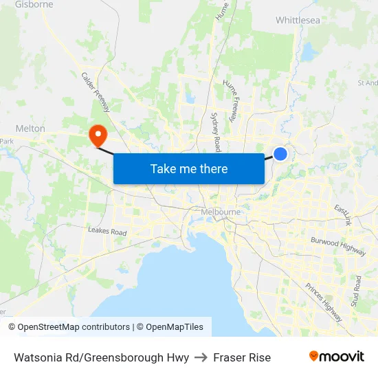 Watsonia Rd/Greensborough Hwy to Fraser Rise map