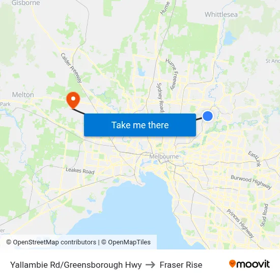 Yallambie Rd/Greensborough Hwy to Fraser Rise map