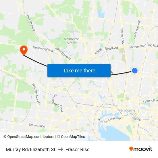 Murray Rd/Elizabeth St to Fraser Rise map