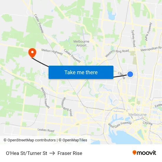O'Hea St/Turner St to Fraser Rise map