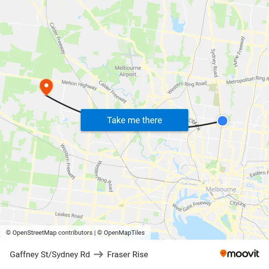 Gaffney St/Sydney Rd to Fraser Rise map